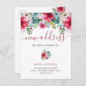 Nieuw adres met Kerstmis |  bloemen Aankondigingskaart (Voorkant / Achterkant)