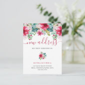 Nieuw adres met Kerstmis |  bloemen Aankondigingskaart (Staand voorkant)