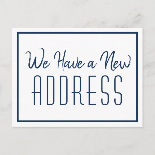 Nieuw adres Minimale marine Blue Chic Aankondigingskaart (Voorkant)