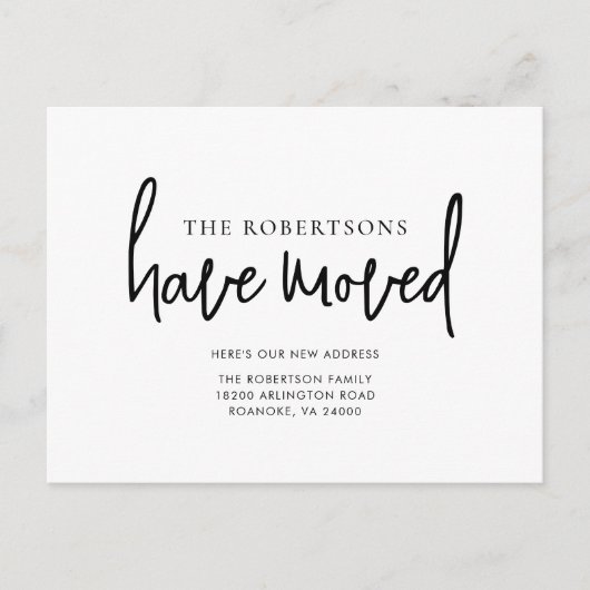 Nieuw Adres Modern Calligraphy Minimalist Moving Aankondigingskaart (Voorkant)