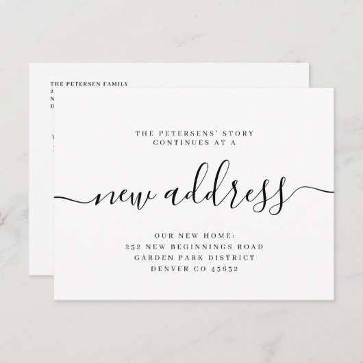 Nieuw adres modern dat we in beweging zijn aankondigingskaart (Voorkant / Achterkant)