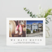 Nieuw Adres | Modern Minimalistische Twee Foto Aankondiging (Staand voorkant)