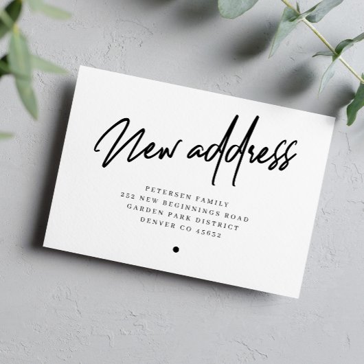 Nieuw adres modern script verplaatsen aankondiging