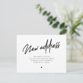 Nieuw adres modern script verplaatsen aankondigingskaart (Staand voorkant)