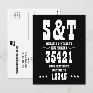 Nieuw adres Monogram Westerse stijl Gepersonalisee Briefkaart