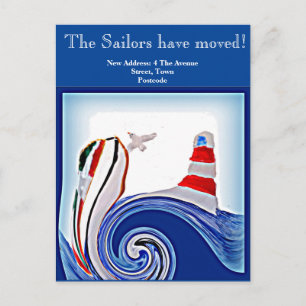 Nieuw adres: Nautical Lighthouse Boat Briefkaart