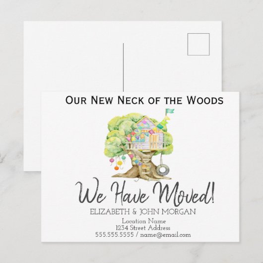 Nieuw adres, Nieuw Huis, de Boom van het Huis Aankondigingskaart (Voorkant / Achterkant)