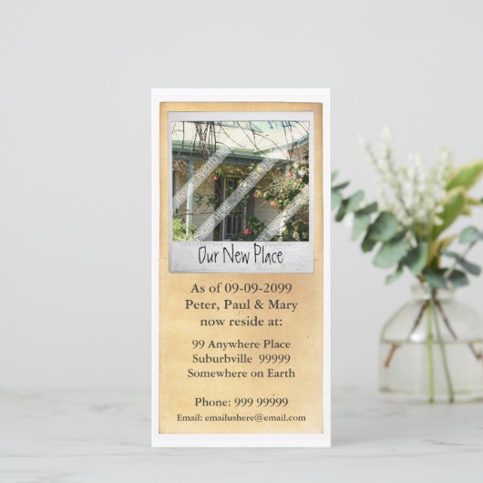 Nieuw adres notificatie fotocard aankondiging (Staand voorkant)