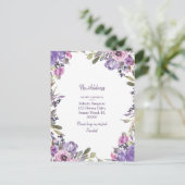 Nieuw adres|Paarse Floral Moving Notification Briefkaart (Staand voorkant)