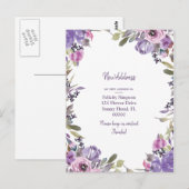 Nieuw adres|Paarse Floral Moving Notification Briefkaart (Voorkant / Achterkant)