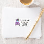 Nieuw adres Paarse Retro Fiat 500 kerstcadeaus Etiket (Insitu)