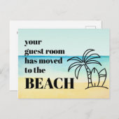 Nieuw adres Palm Tree Beach Scene Bewegen Aankondigingskaart (Voorkant / Achterkant)