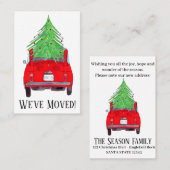 Nieuw adres Red Fiat 500 met kerstboom Visitekaartje (Voorkant / Achterkant)
