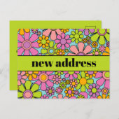 Nieuw adres Retro Spring Floral Briefkaart (Voorkant / Achterkant)
