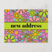 Nieuw adres Retro Spring Floral Briefkaart (Voorkant)