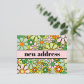 Nieuw adres Retro Spring Floral Briefkaart (Staand voorkant)