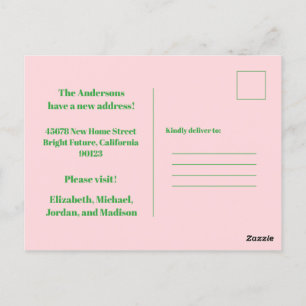 Nieuw adres Retro Spring Floral Briefkaart