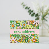 Nieuw adres Retro Spring Floral Briefkaart (Staand voorkant)