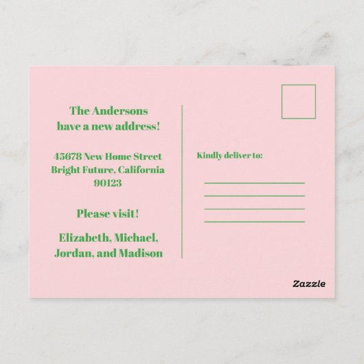 Nieuw adres Retro Spring Floral Briefkaart (Achterkant)