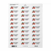 Nieuw adres Rode auto met kerstcadeaulabel Etiket (Full Sheet)