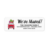 Nieuw adres Rode auto met kerstcadeaus Etiket (Voorkant)