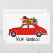 Nieuw adres Rode auto met kerstcadeaus Kaart (Voorkant / Achterkant)