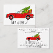 Nieuw Adres Rode auto met Kerstcadeaus Visitekaartje (Voorkant / Achterkant)