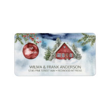 Nieuw adres Rode Cabine in sneeuw met Evergreens L