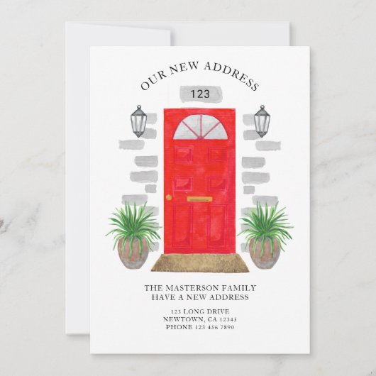 Nieuw adres Rode deur Aankondiging (Voorkant)