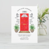 Nieuw adres Rode deur Aankondiging (Staand voorkant)