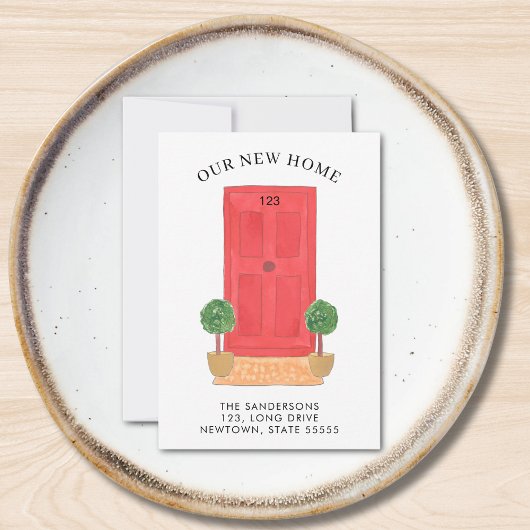 Nieuw adres Rode Deur Bewegende Aankondiging Mini
