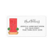 Nieuw adres rode deur etiket (Voorkant)