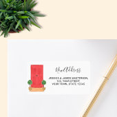 Nieuw adres rode deur etiket