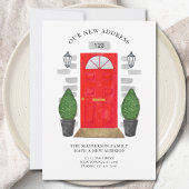 Nieuw Adres Rode Deur Waterverf Aankondiging