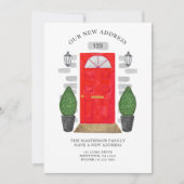 Nieuw Adres Rode Deur Waterverf Aankondiging (Voorkant)