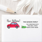 Nieuw adres Rode Fiat 500 Kerstboom Label (Insitu)