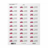 Nieuw adres Rode Fiat 500 Kerstboom Label (Full Sheet)