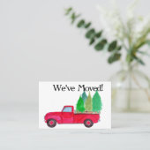 Nieuw adres Rode vrachtwagen met kerstbomen Visitekaartje (Staand voorkant)