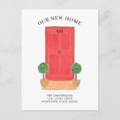 Nieuw adres Rode Waterverf deur verplaatsen Aankondigingskaart (Voorkant)