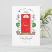 Nieuw Adres Rode Waterverf Door Aankondiging (Staand voorkant)