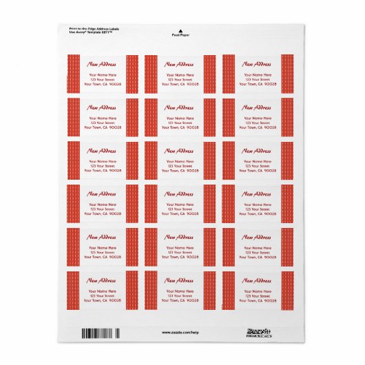 Nieuw adres rood etiket (Full Sheet)