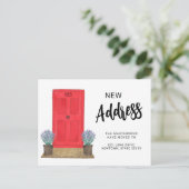 Nieuw Adres Rood van de Beweging van de Aankondigi Aankondigingskaart (Staand voorkant)