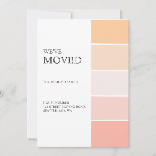 Nieuw adres roos roze perzikaankondiging aankondiging (Voorkant)