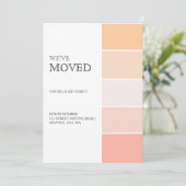 Nieuw adres roos roze perzikaankondiging aankondiging (Staand voorkant)