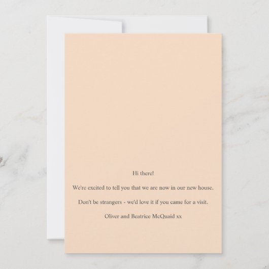 Nieuw adres roos roze perzikaankondiging aankondiging (Achterkant)