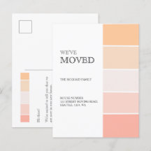 Nieuw adres roos roze perzikaankondiging