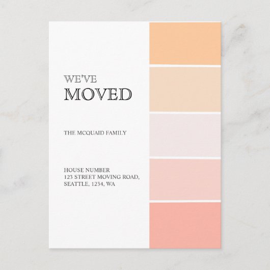 Nieuw adres roos roze perzikaankondiging aankondigingskaart (Voorkant)