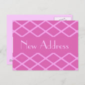 Nieuw Adres roze patroon Aankondigingskaart (Voorkant / Achterkant)