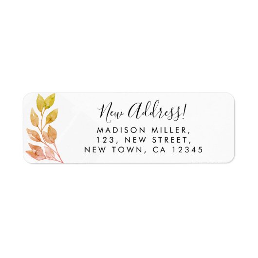 Nieuw adres Rust gebladerte Retouradres Etiket (Voorkant)
