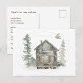 Nieuw adres: Rustic Cabin Home Sweet Home Aankondigingskaart (Voorkant / Achterkant)